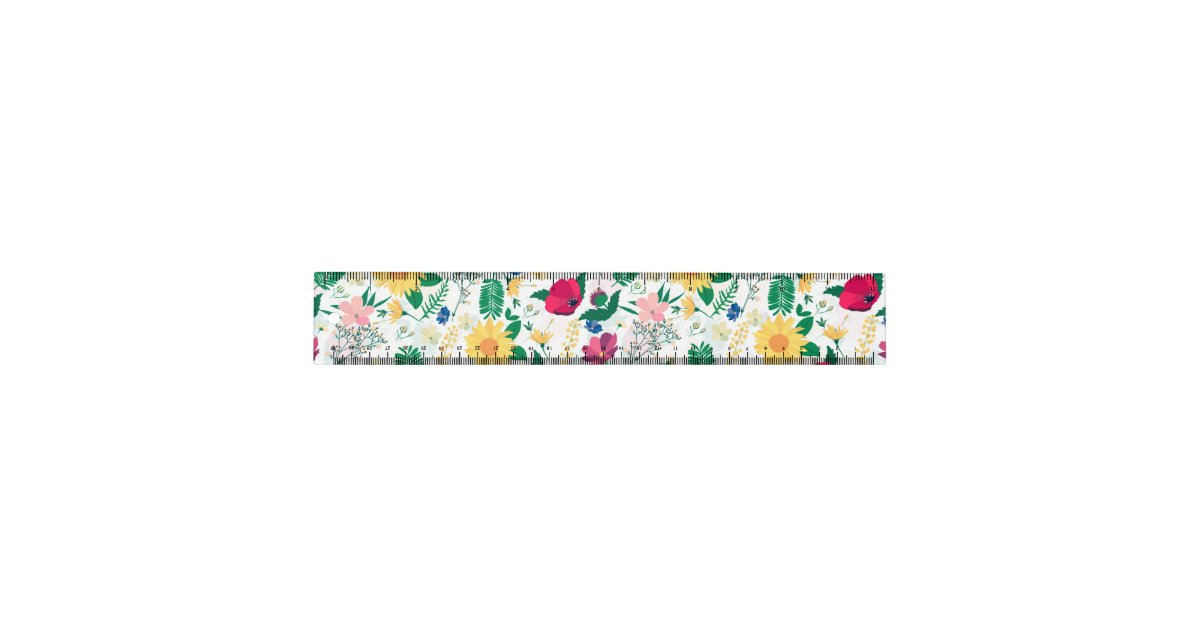 Boho Wildflowers Meadow Floral Design Ruler | Zazzle