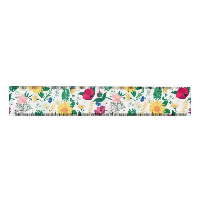 Boho Wildflowers Meadow Floral Design Ruler (Front)