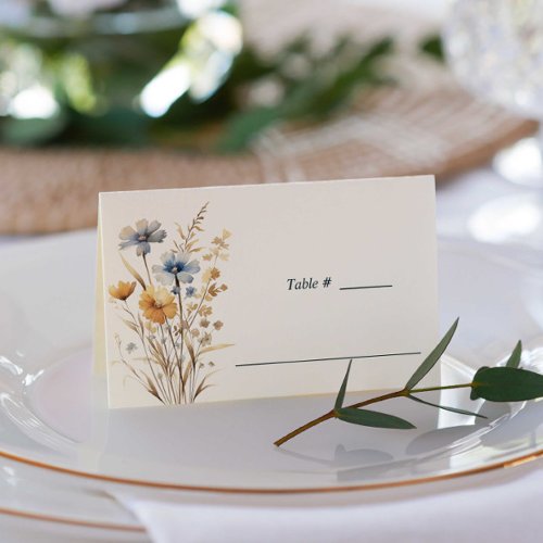 BOHO WILDFLOWERS MEADOW Wedding table place Place Card