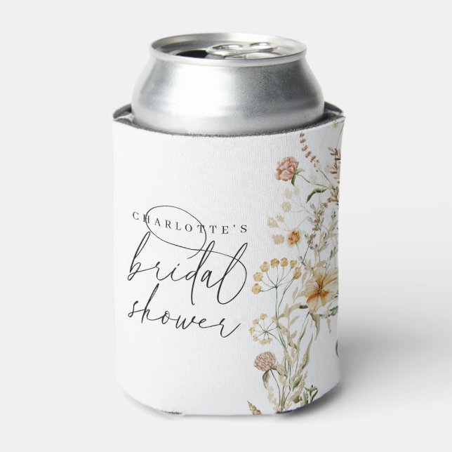 Boho Wildflowers Minimal Bridal Shower Favors Can Cooler (Can Front)