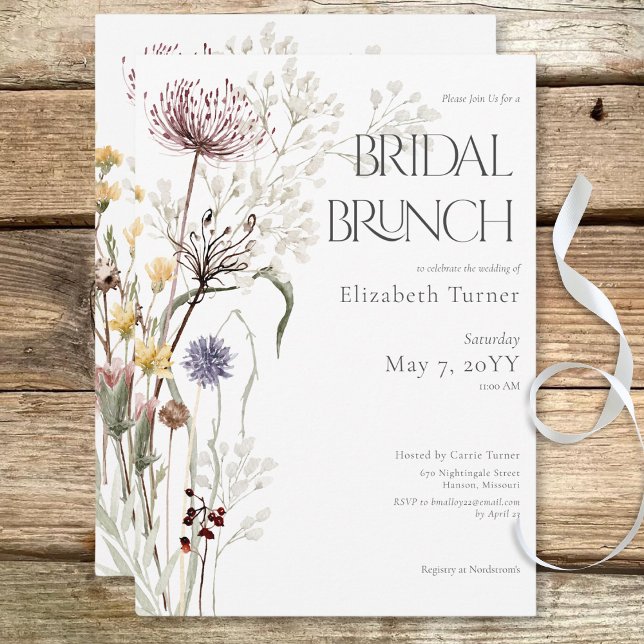 Boho Wildflowers Modern Floral Bridal Brunch Invitation (Boho Wildflowers Modern Floral Bridal Brunch Invitation)
