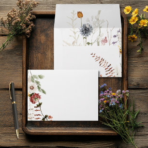 Boho Wildflowers Modern Floral Invite Envelope