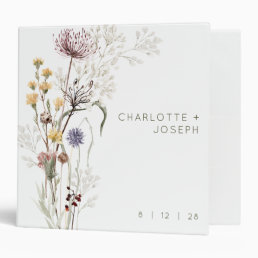 Boho Wildflowers Modern Floral Wedding Album 3 Ring Binder