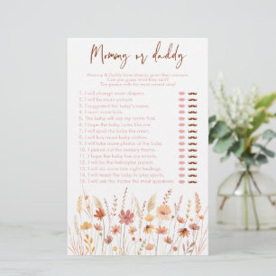 Boho Wildflowers Mommy or Daddy Baby Shower Game