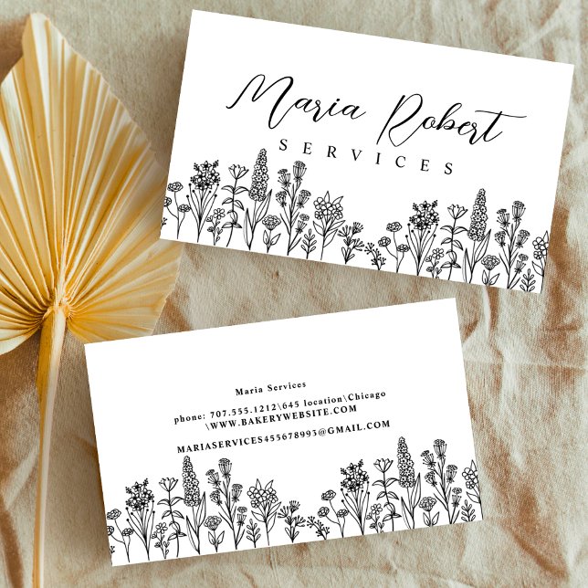 Boho wildflowers nature botanical spring business card (Creator Uploaded)