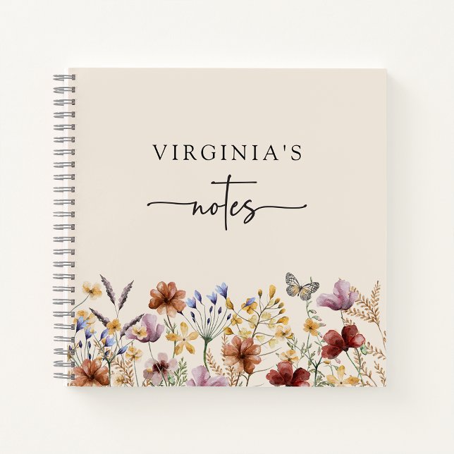 Boho Wildflowers Notebook (Boho Wildflowers Notebook with Butterfly by Painted Paperie
)
