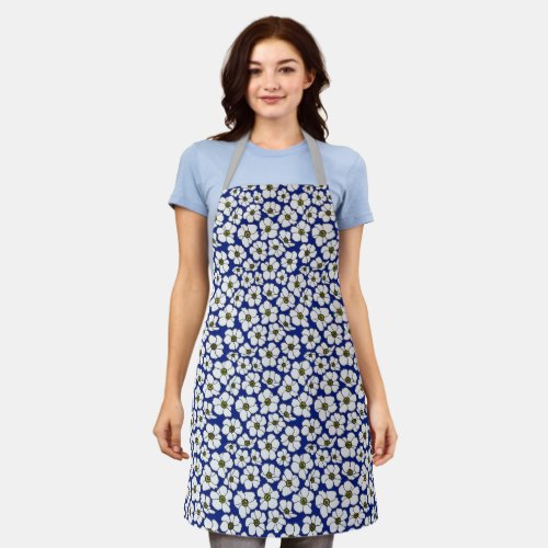 Boho Wildflowers On Blue Apron