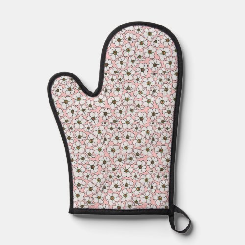 Boho Wildflowers On Pink Oven Mitt