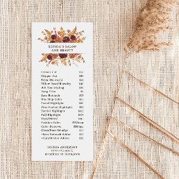 Boho Wildflowers on White | Salon Price List Rack Card