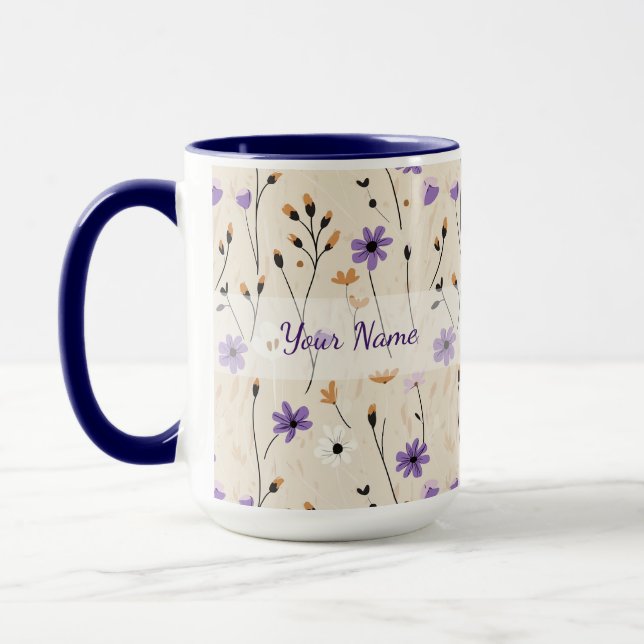 Boho Wildflowers Personalized Floral Mug (Left)