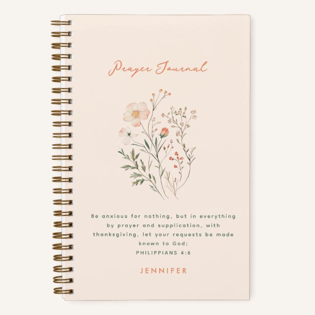 Boho Wildflowers Personalized Prayer Journal (Front)
