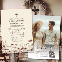 Boho Wildflowers Photo & QR Code Catholic Wedding