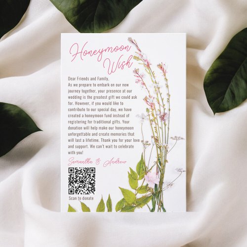 Boho wildflowers photo wishing well wedding QR Enclosure Card