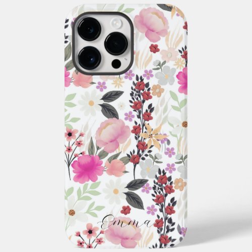 Boho Wildflowers Pink Floral Case_Mate iPhone 14 Pro Max Case