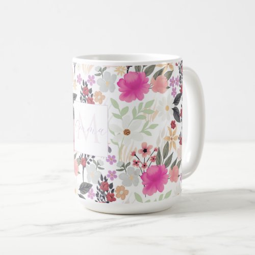 Boho Wildflowers Pink Floral Coffee Mug