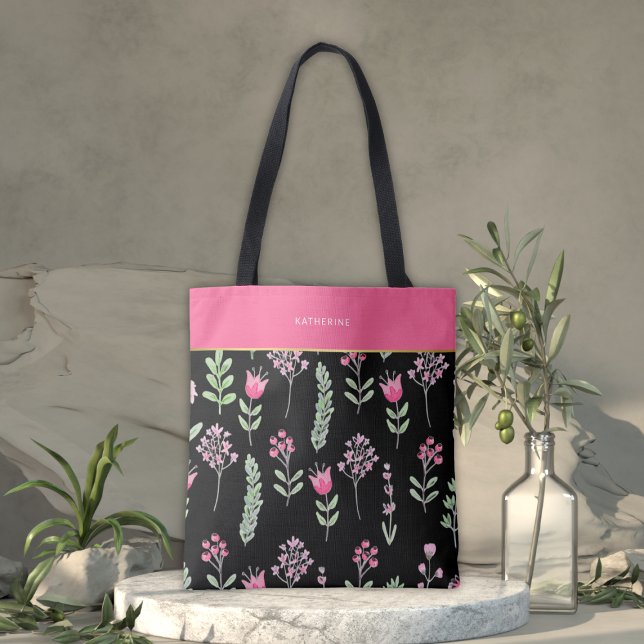Boho Wildflowers Pink Girly Trendy Tote Bag (Creator Uploaded)