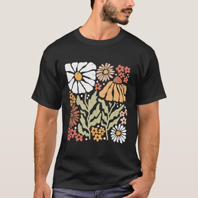 Boho Wildflowers Plants Gardening Flowers Nature T-Shirt (Front)