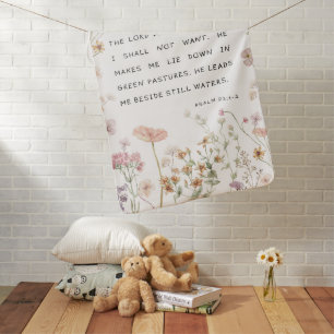 Boho Wildflowers Psalm 23 Baby Blanket
