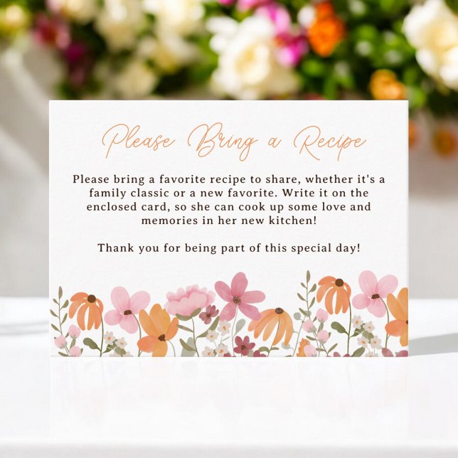 Boho Wildflowers Recipe Request Bridal Shower Enclosure Card (Boho Wildflowers Recipe Request Bridal Shower Enclosure Card)