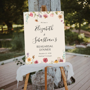 Boho Wildflowers Rehearsal Dinner Foam Boards