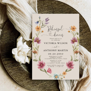 Boho Wildflowers Rehearsal Dinner Invitation