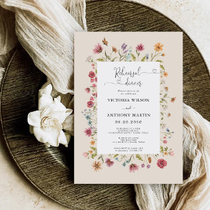 Boho Wildflowers Rehearsal Dinner Invitation