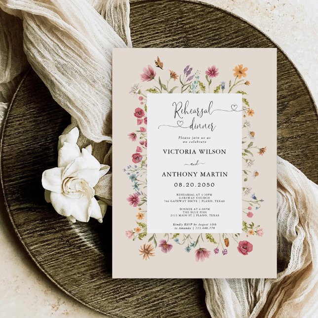 Boho Wildflowers Rehearsal Dinner Invitation (Creator Uploaded)