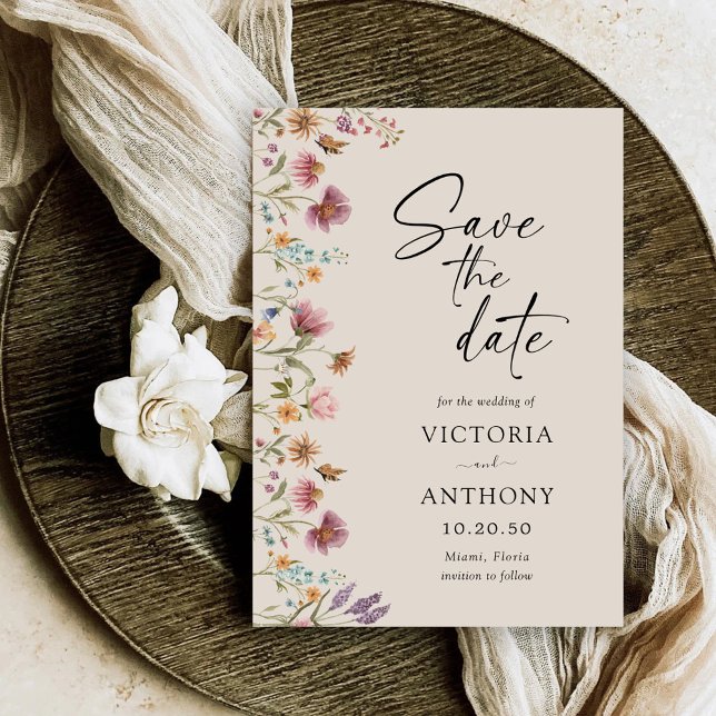 Boho Wildflowers Save The Date Cards (Creator Uploaded)