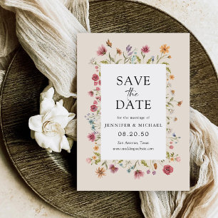 Boho Wildflowers Save The Date Cards