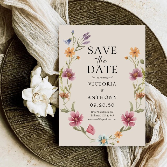 Boho Wildflowers Save The Date Cards (Creator Uploaded)