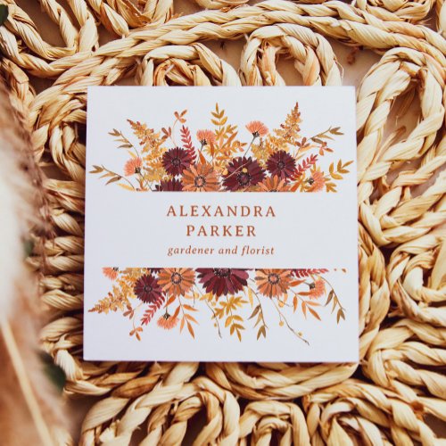 Boho Wildflowers Square Business Card