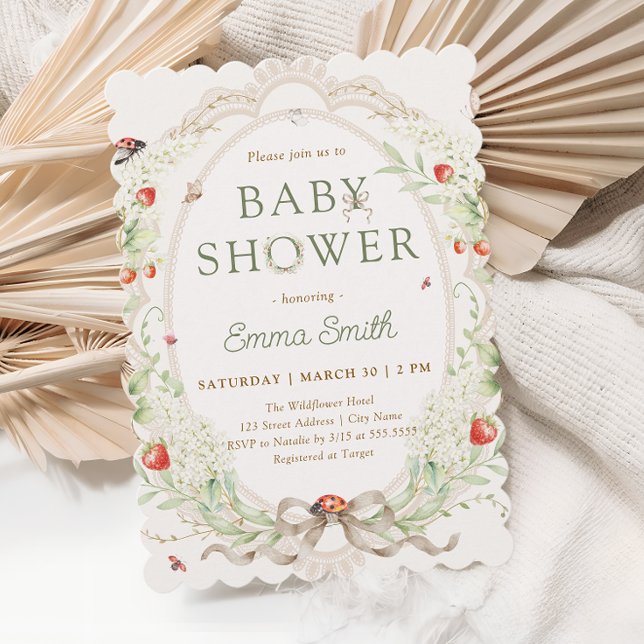 Boho Wildflowers Strawberry Baby Shower Invitation (Creator Uploaded)