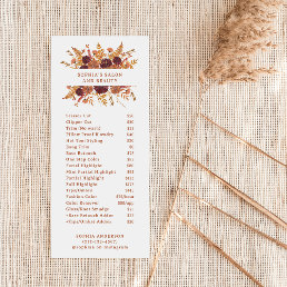 Boho Wildflowers Terracotta | Salon Price List Rack Card