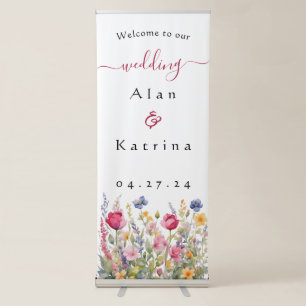  Boho Wildflowers Vertical Retractable Banner