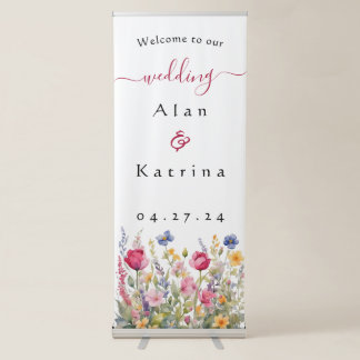 Boho Wildflowers Vertical Retractable Banner