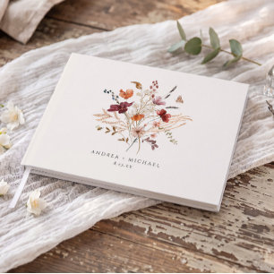 Boho Wildflowers Vintage Fall Wedding Guest Book