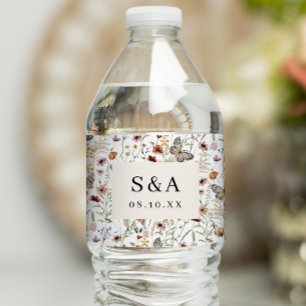 Boho Wildflowers Water Bottle Label