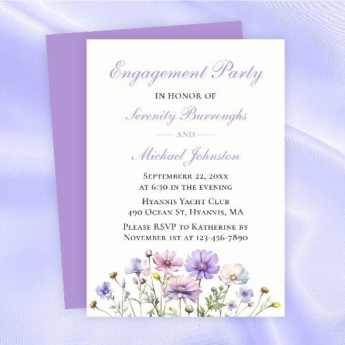 Boho Wildflowers Watercolor Floral Engagement  Invitation