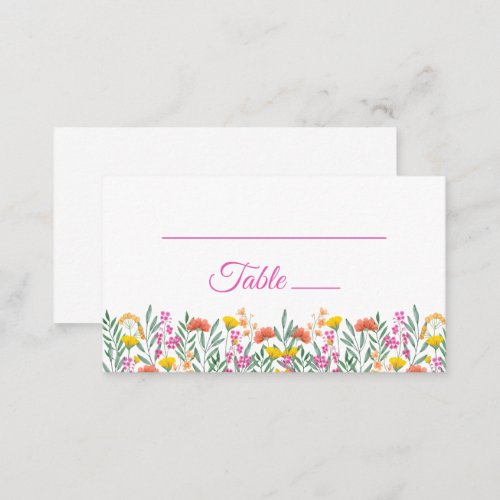 Boho Wildflowers Watercolor Floral Wedding Escort Place Card