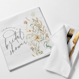 Boho Wildflowers Watercolor Minimal Bridal Shower Napkins