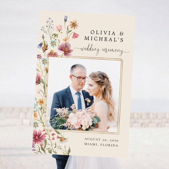 Boho Wildflowers Wedding Ceremony Photo Prop Foam Board (Creator Uploaded)