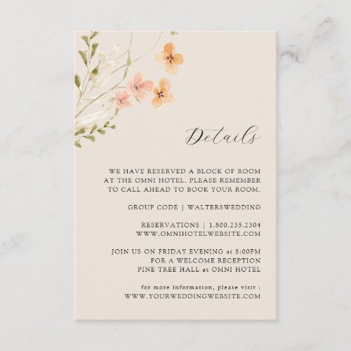 Boho Wildflowers Wedding Enclosure Card