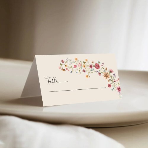 Boho Wildflowers Wedding Folded Place Cards