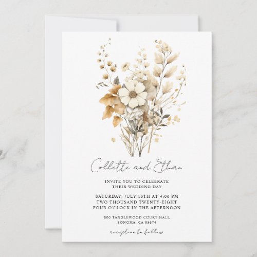 Boho Wildflowers Wedding Invitation