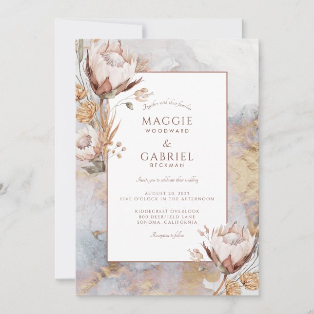 Boho  Wildflowers Wedding Invitation (Front)