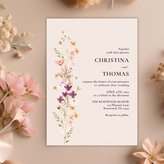 Boho Wildflowers Wedding Invitation (Creator Uploaded)