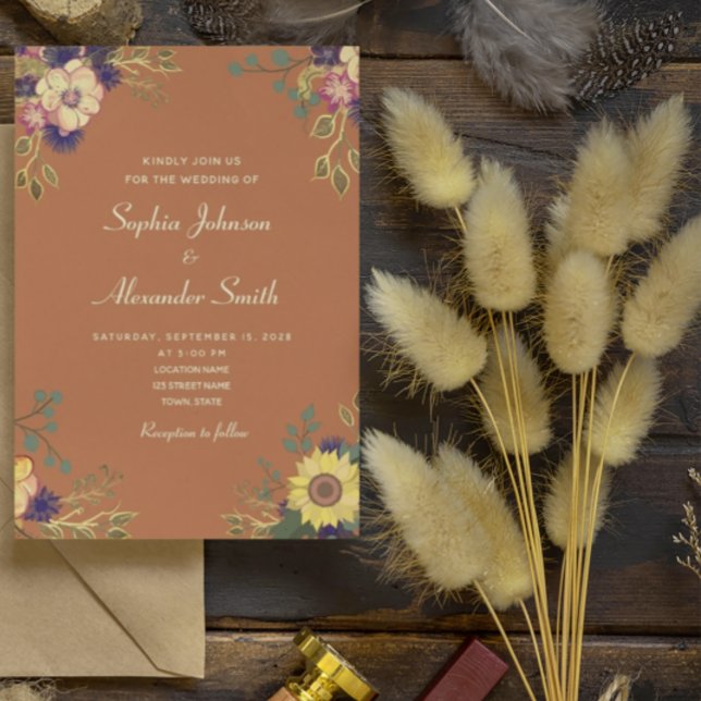 Boho Wildflowers Wedding Invitation (Creator Uploaded)