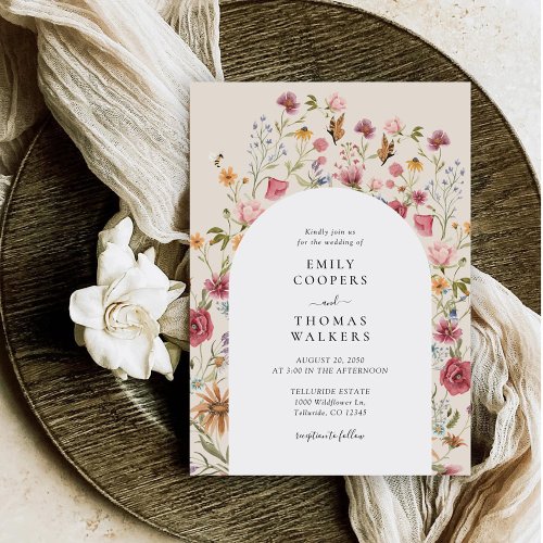 Boho Wildflowers Wedding Invitation