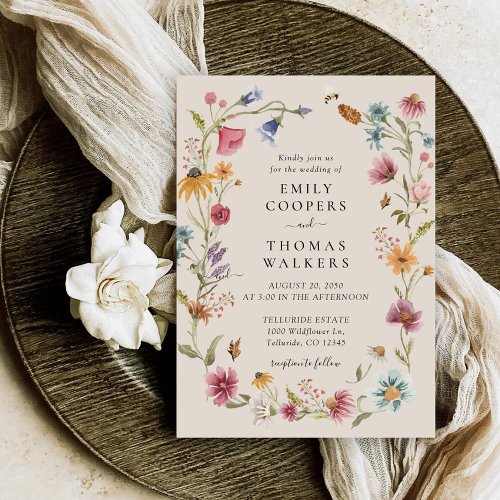 Boho Wildflowers Wedding Invitation