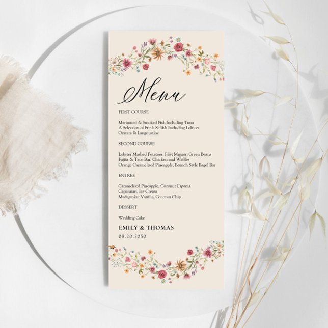 Boho Wildflowers Wedding Menu (Creator Uploaded)